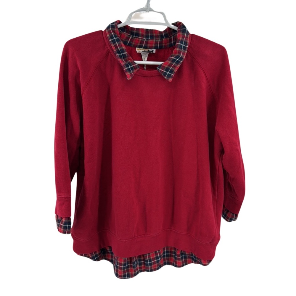 Metropolitan layered look sweatshirt flannel XL pullover collared casual